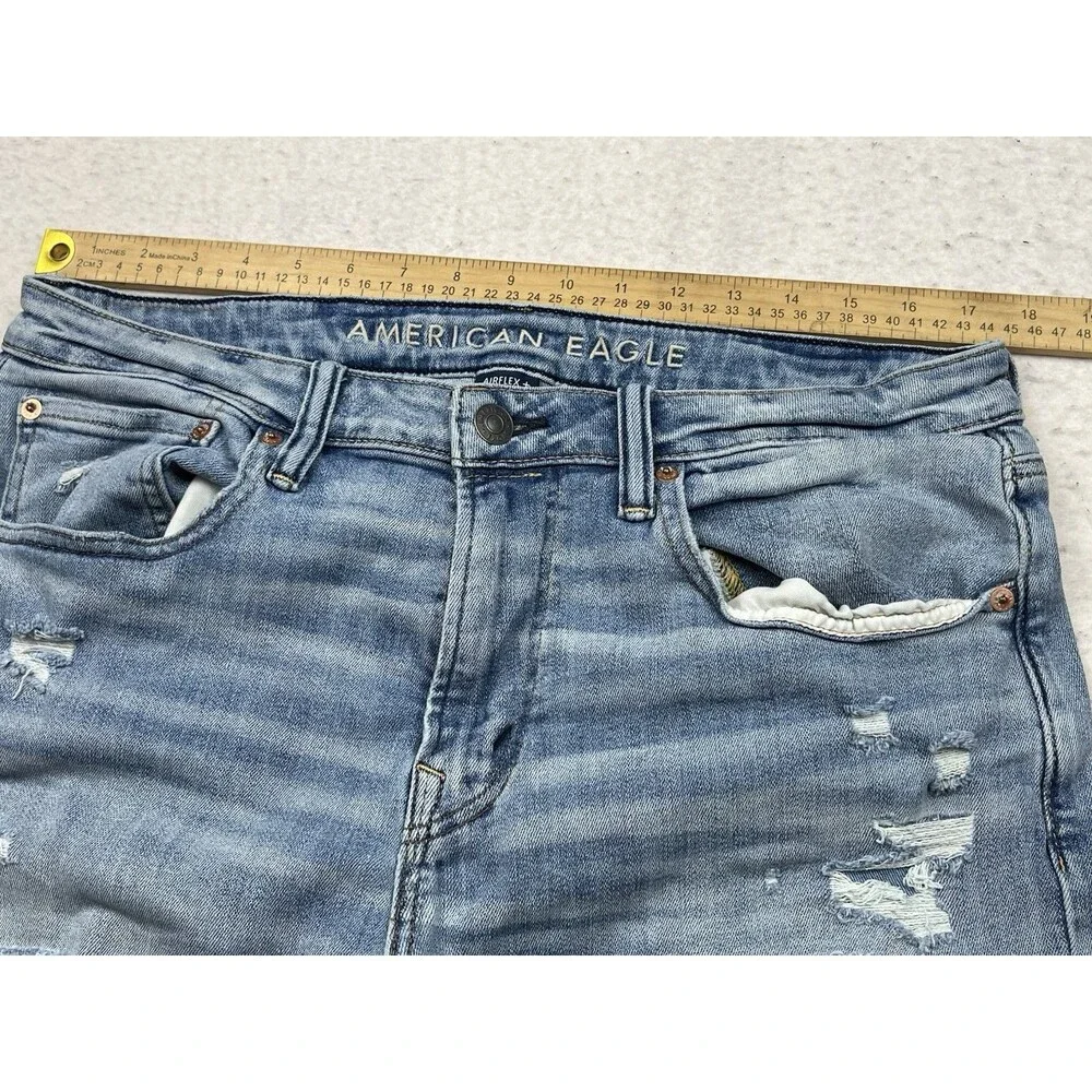 American Eagle Men’s 36x32 Light Wash Distressed Athletic Fit Airflex+ Jeans